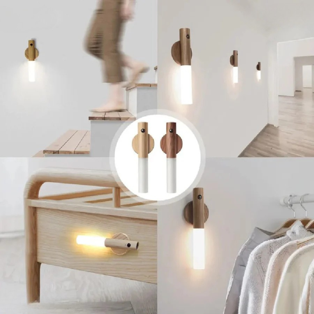 Rechargeable Wooden Wall Light | Motion Sensor & Portable 4
