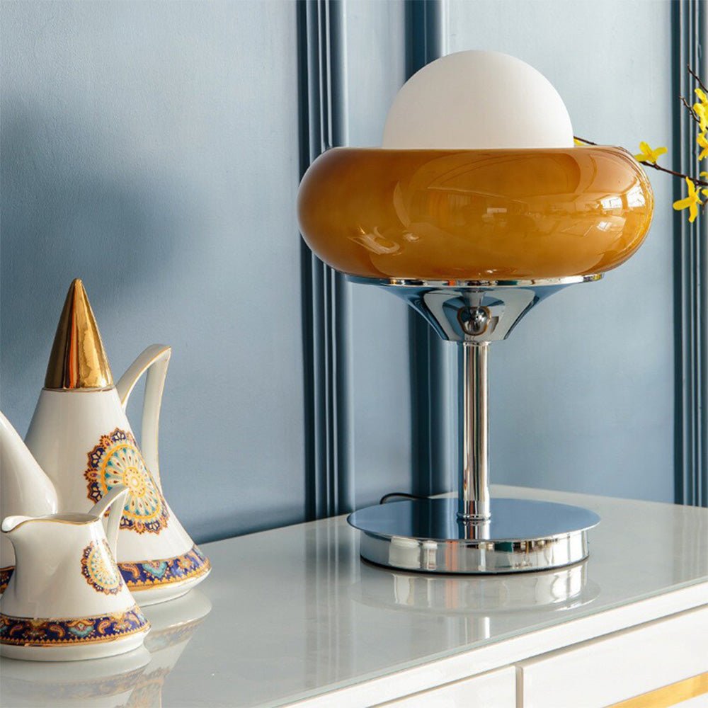 Retro Yellow Glass Table Lamp | Elegant Design & Warm Glow 3