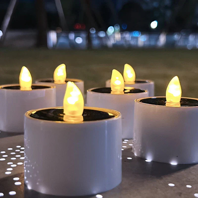 Solar-Powered, Flickering LED Candle Lights | Weather-Resistant 3