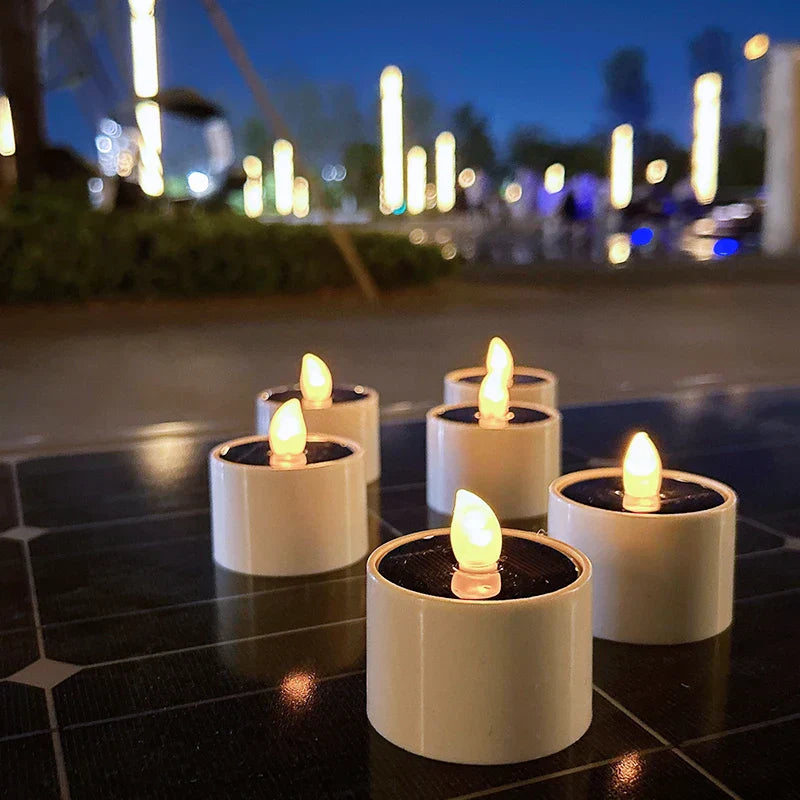 Solar-Powered, Flickering LED Candle Lights | Weather-Resistant 4
