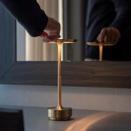 Stylish Brass Table Lamp | Rechargeable & Dimmable LED 8