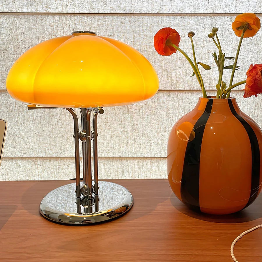 Vintage Amber Glass Table Lamp | Elegant Design & Warm Glow 1