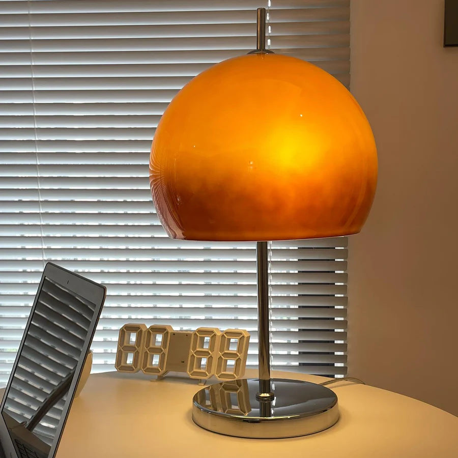 Vintage Amber Glass Table Lamp | Elegant Design & Warm Glow 2