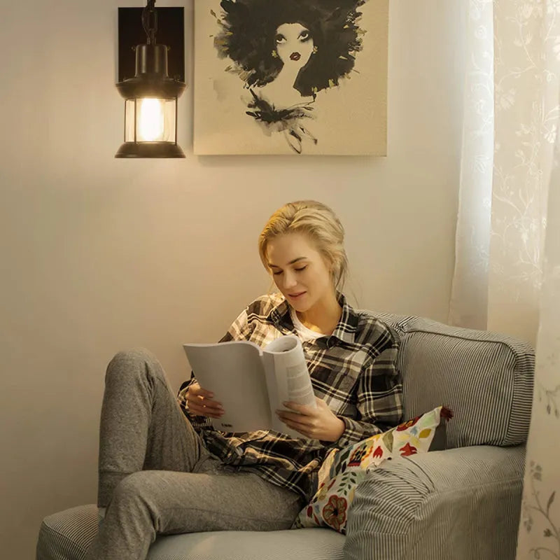 Vintage Industrial Wall Light | Metal Sconce with Glass Shade 2