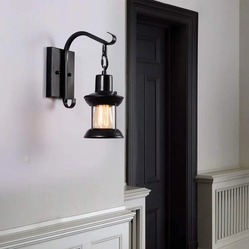 Vintage Industrial Wall Light | Metal Sconce with Glass Shade 5