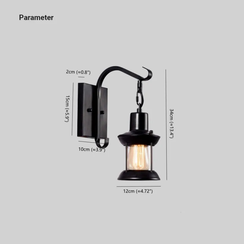 Vintage Industrial Wall Light | Metal Sconce with Glass Shade 6