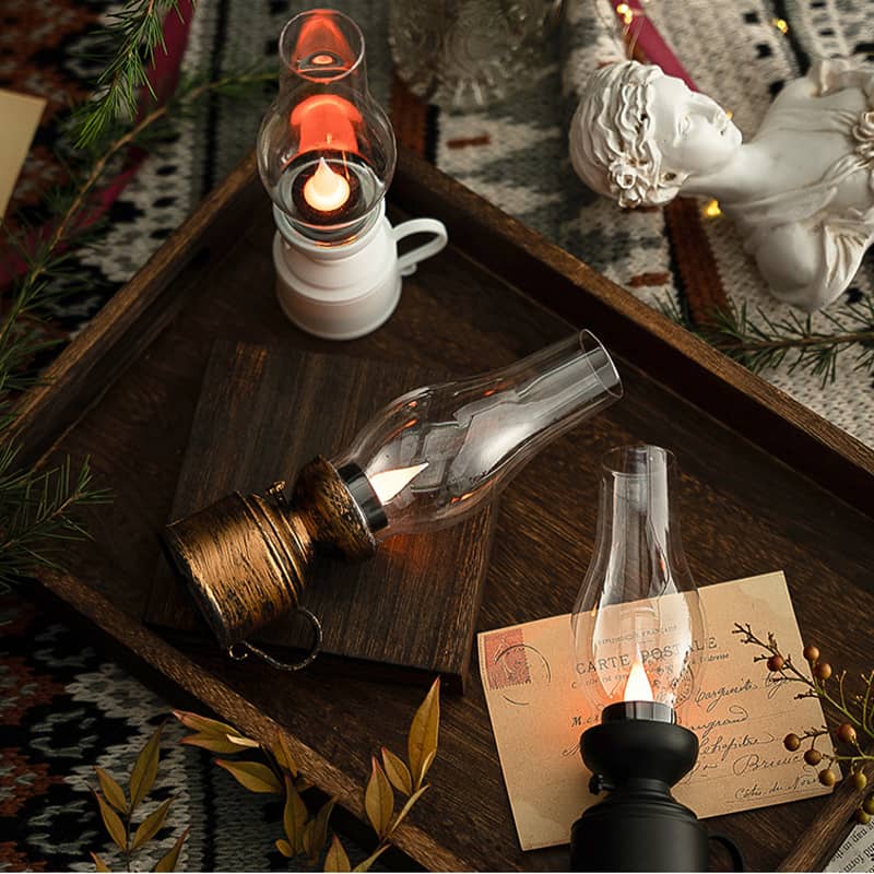 Vintage Lantern Style Table Lamp | LED & Battery-Powered 4