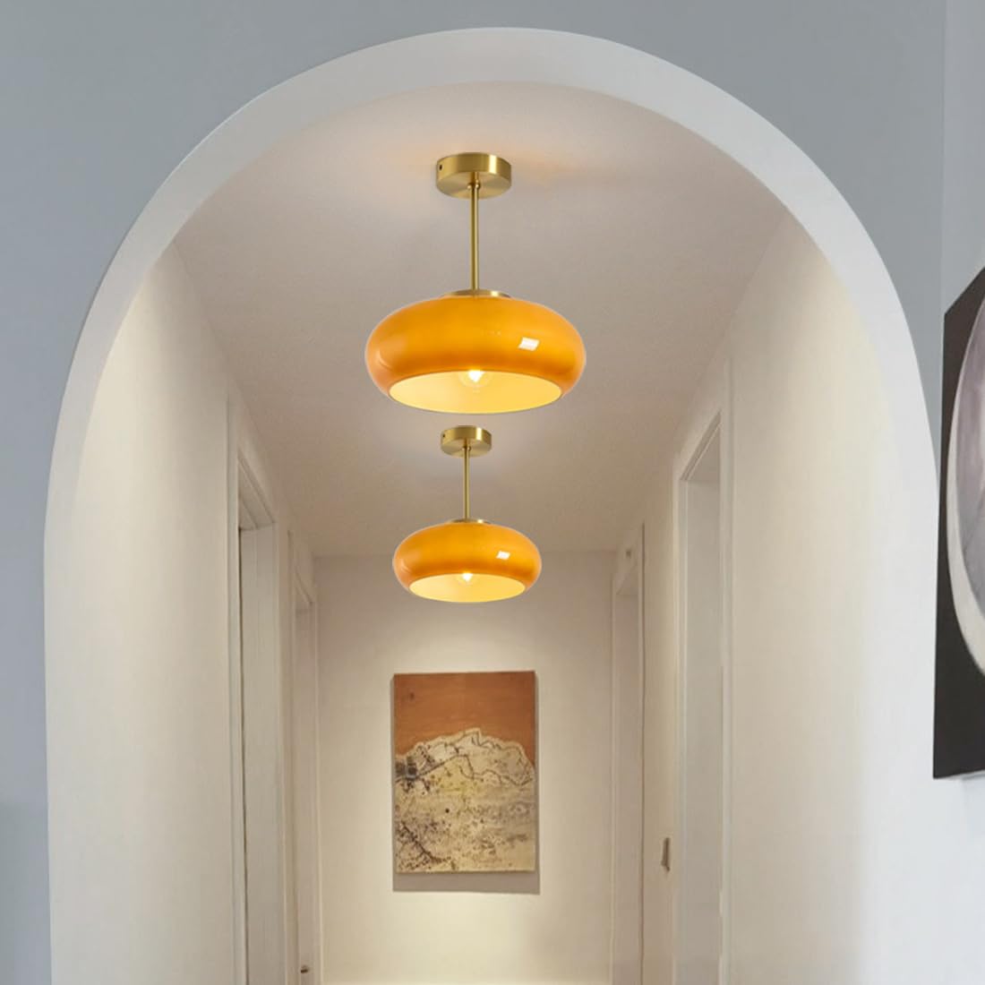 Vintage Round Glass Ceiling Light Fixture | Adjustable Height & Timeless Design 8