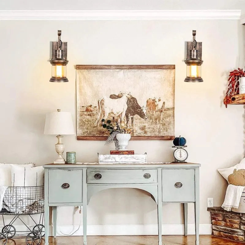 Vintage Wall Light | Durable Cast Iron & Glass Shade 6