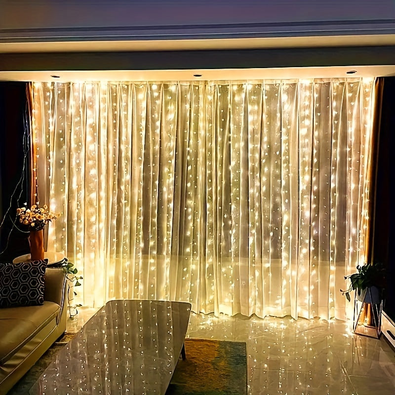 Warm White LED Fairy Lights Curtain | USB Powered & Remote Control 2