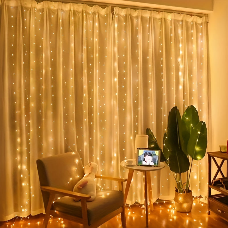 Warm White LED Fairy Lights Curtain | USB Powered & Remote Control 4