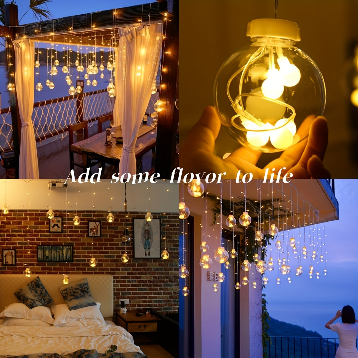 Warm White LED Fairy Lights | Hanging Globe Ornaments 7