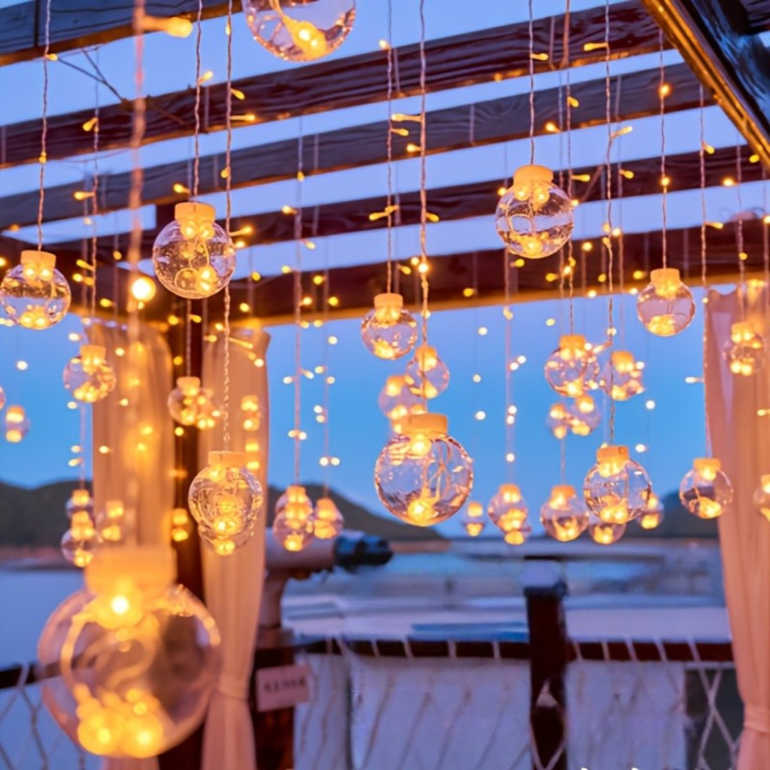 Warm White LED Fairy Lights | Hanging Globe Ornaments 8