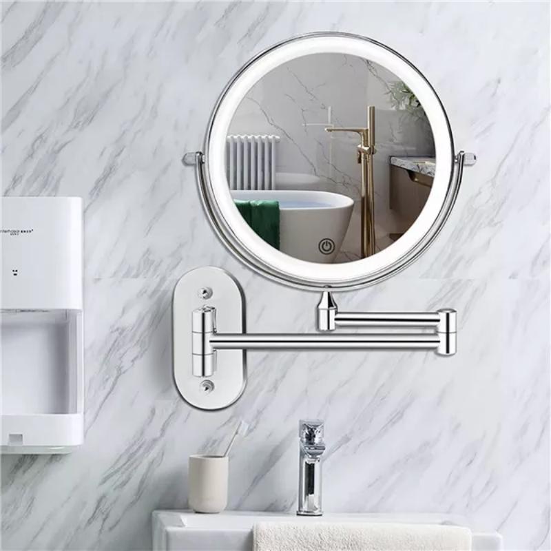 Adjustable LED Wall Mirror | Chrome Frame & 5x Magnification 1