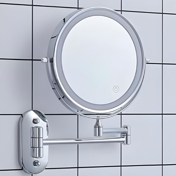Adjustable LED Wall Mirror | Chrome Frame & 5x Magnification 4