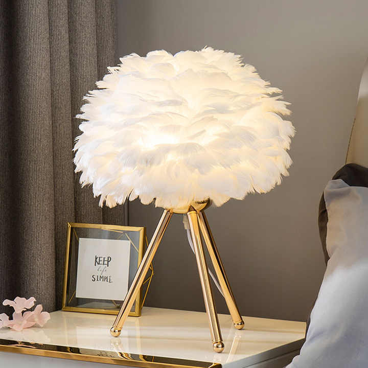 Dimmable Feather Table Lamp | Tripod Base & Elegant Design 1