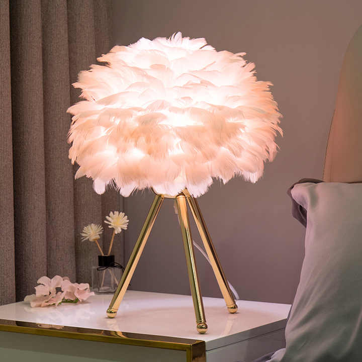 Dimmable Feather Table Lamp | Tripod Base & Elegant Design 2