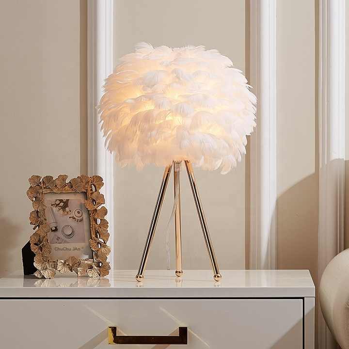 Dimmable Feather Table Lamp | Tripod Base & Elegant Design 6