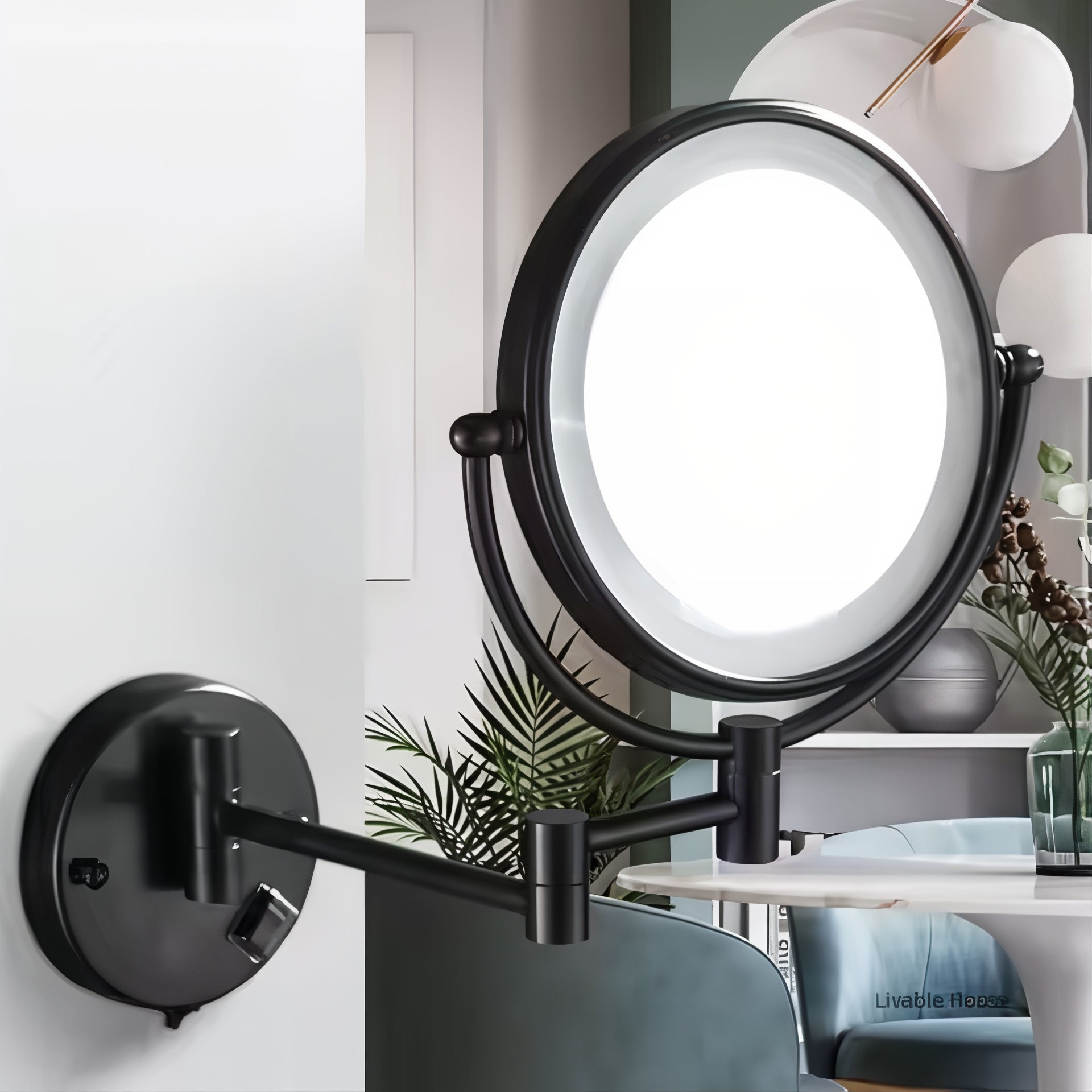 Dimmable LED Wall Mirror | Dual-Sided Magnification & Touchscreen Control 5