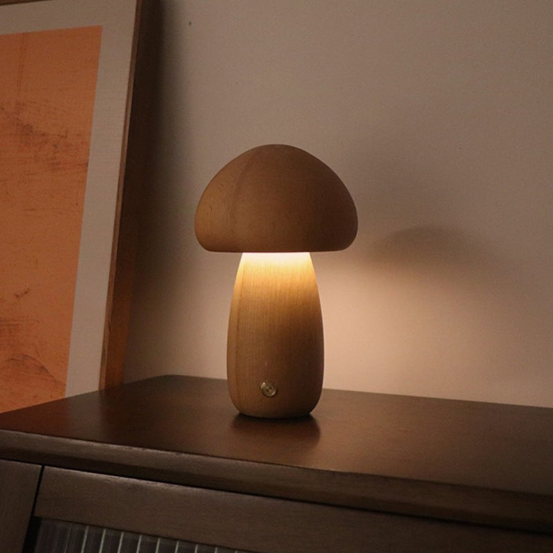 Eco-Friendly Touch Lamp | Wooden Mushroom Design 7