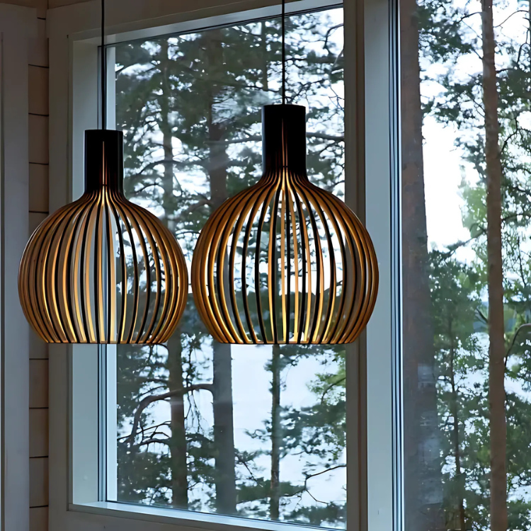 Elegant Bamboo Pendant Light | Adjustable Height & LED Compatible 9