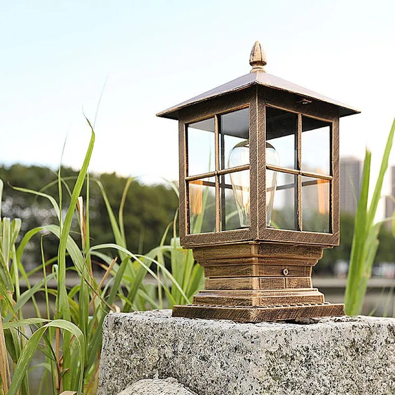 Elegant Black Metal Outdoor Lantern | Weather-Resistant Pillar Light 1