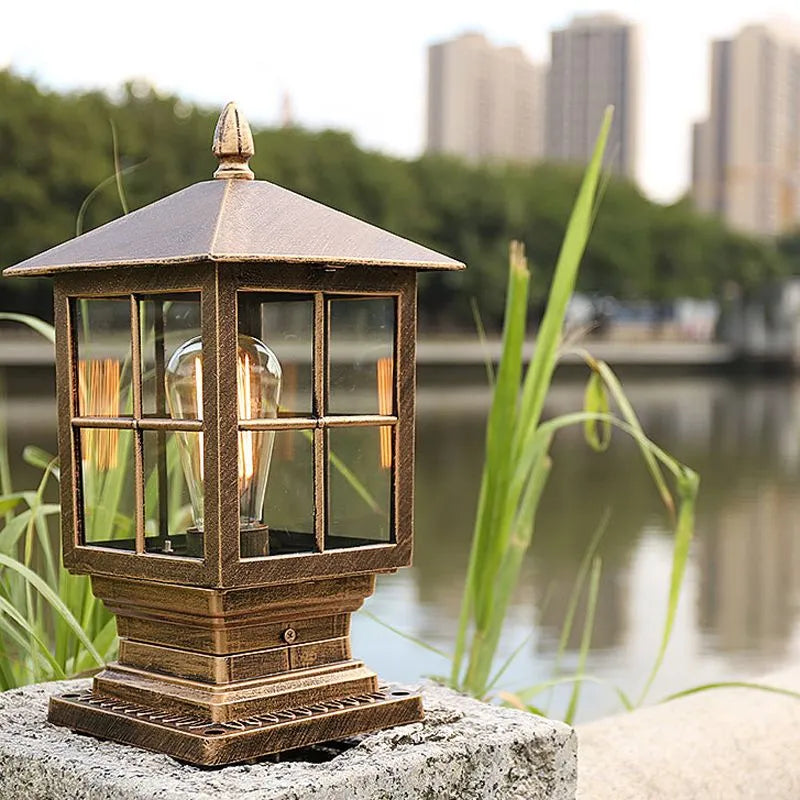 Elegant Black Metal Outdoor Lantern | Weather-Resistant Pillar Light 3