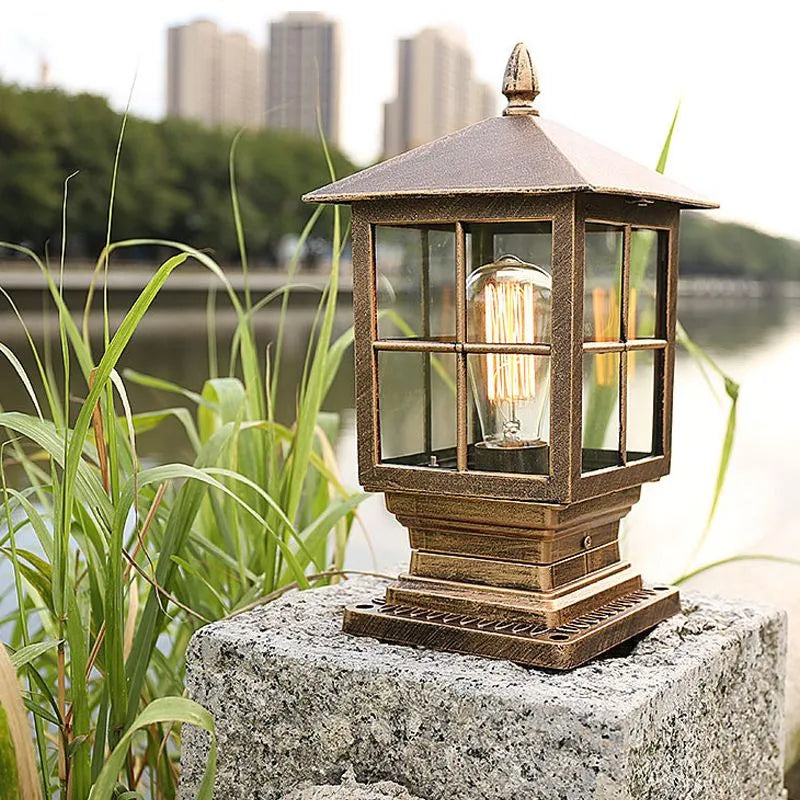 Elegant Black Metal Outdoor Lantern | Weather-Resistant Pillar Light 4