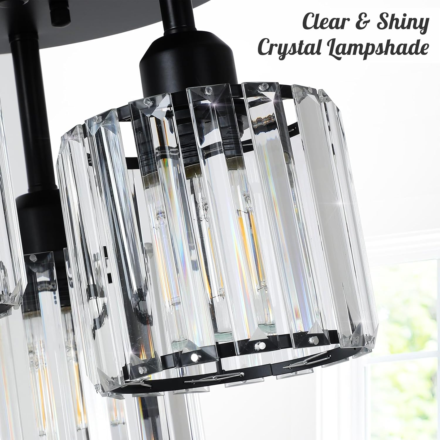 Elegant Crystal Ceiling Light | Modern Semi-Flush Mount 8