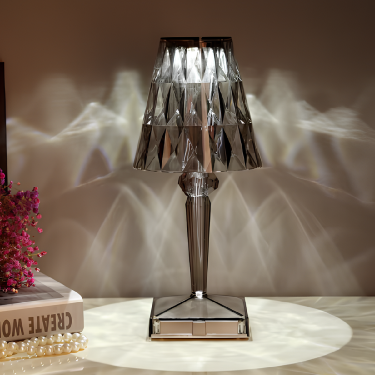 Elegant Crystal Effect LED Lamp | Rechargeable & Touch Control 5