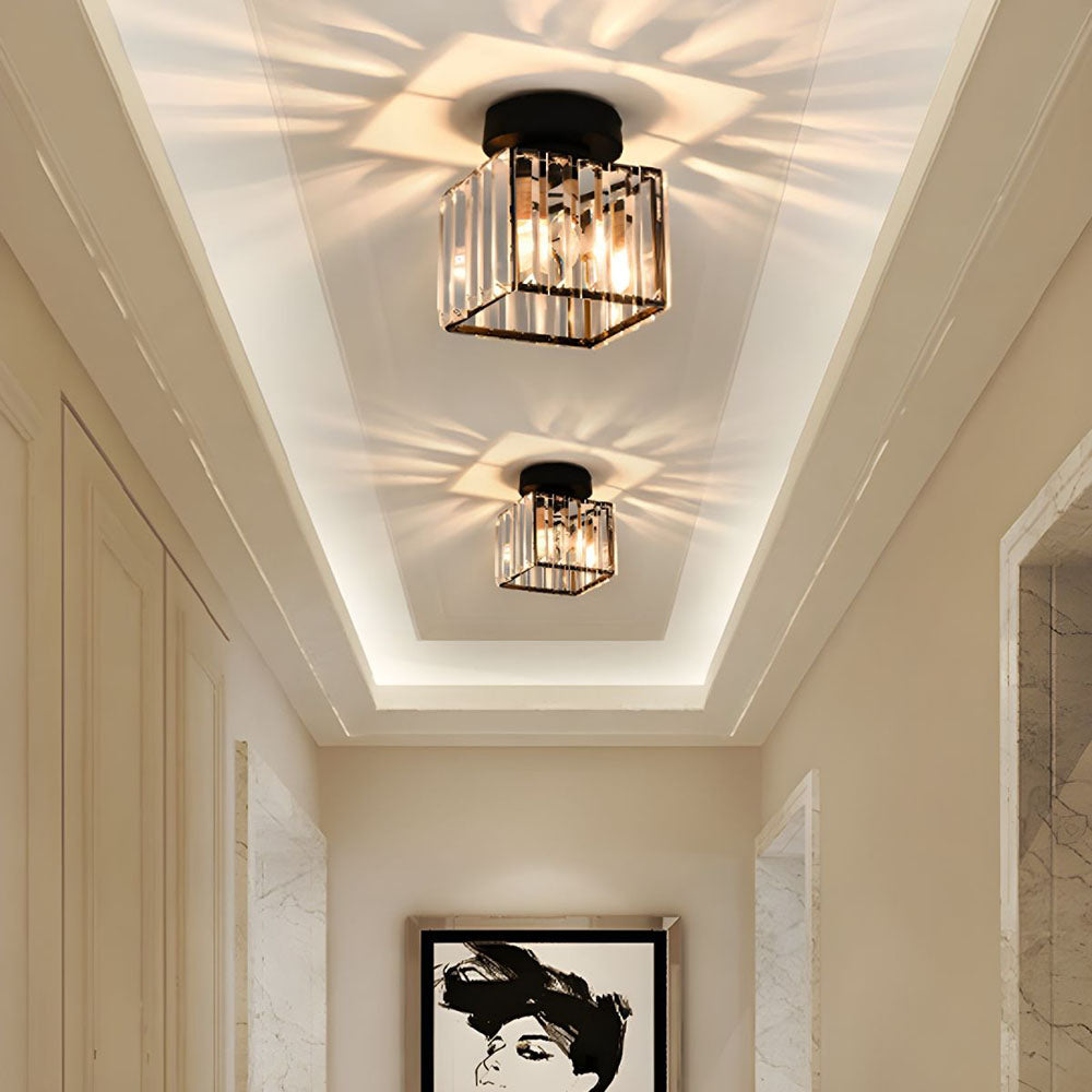 Elegant Crystal Glass Ceiling Light | Modern Brass Fixture 0