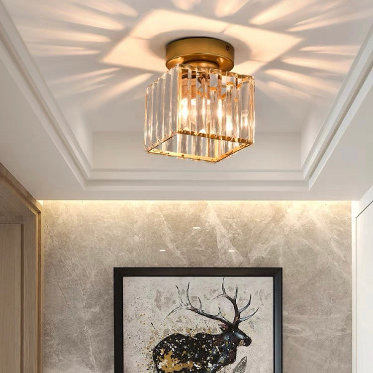 Elegant Crystal Glass Ceiling Light | Modern Brass Fixture 11