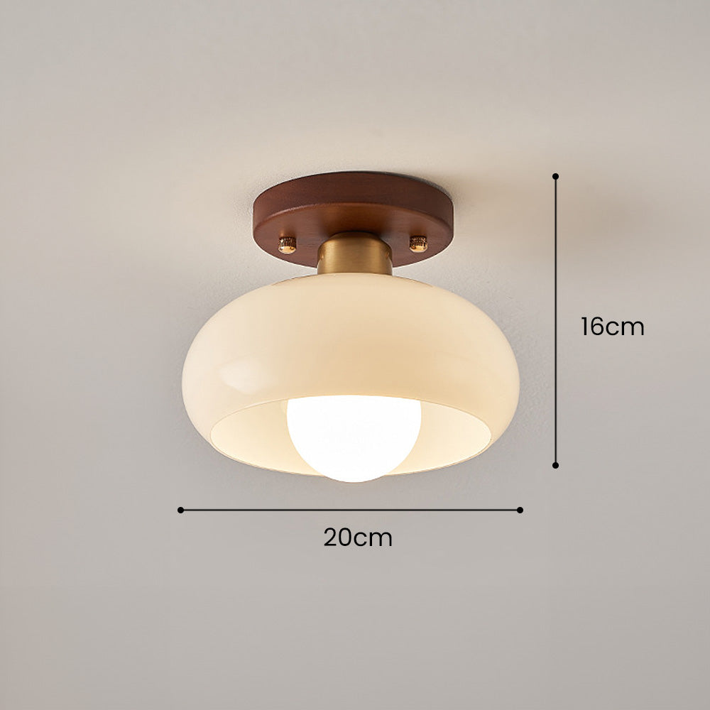 Elegant Glass Ceiling Light | Vintage Wood Accents & Ambient Lighting 7