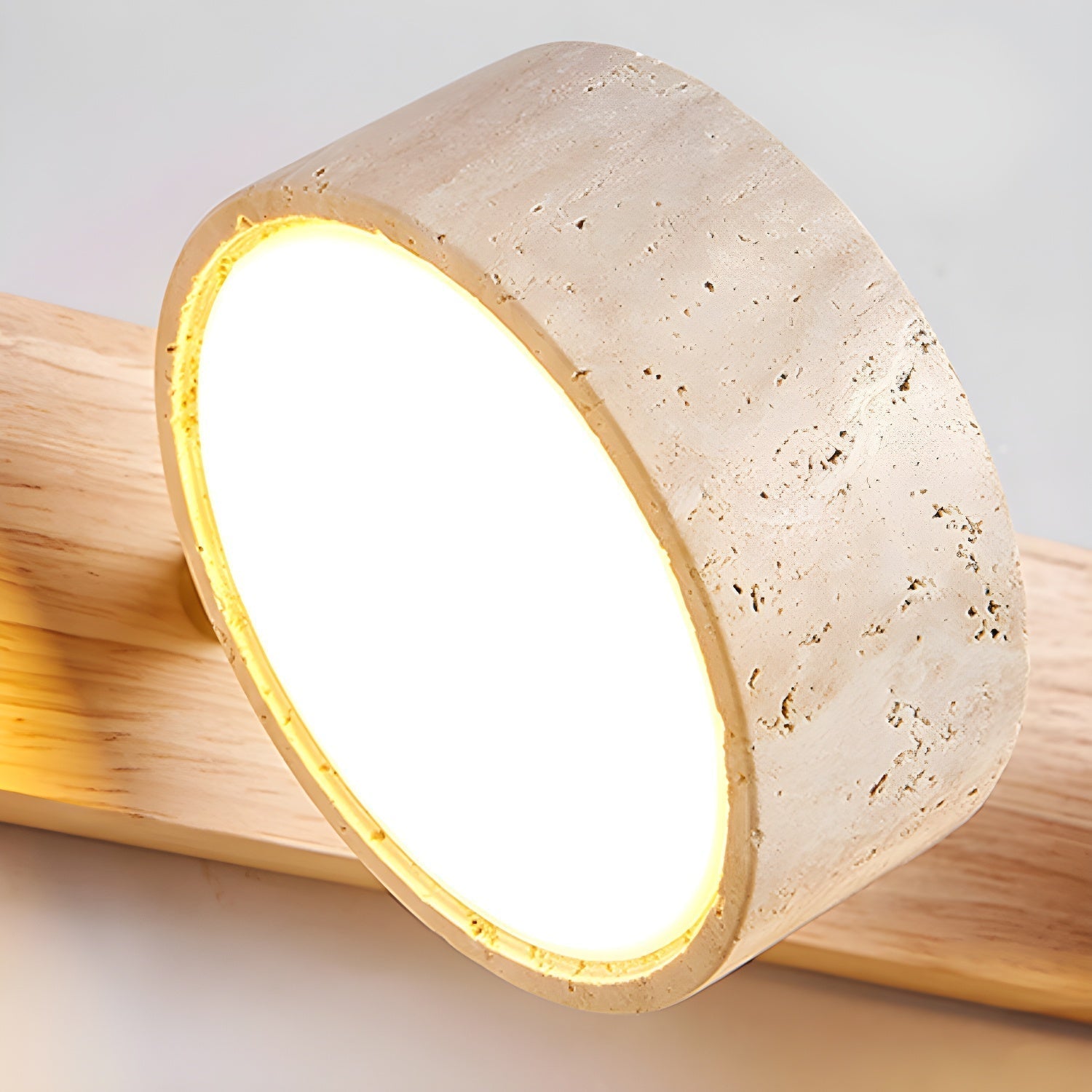 Elegant Natural Stone Wall Light | LED & Wood Accent 8
