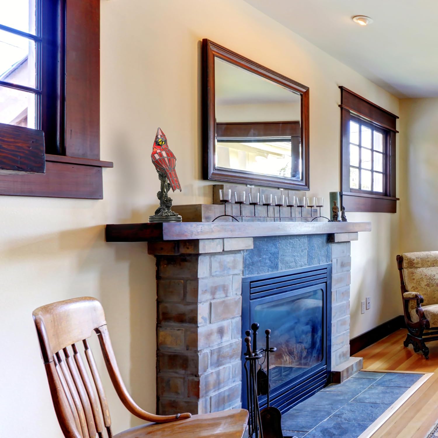 Elegant Stained Glass Lamp | Vintage Bird Design 4