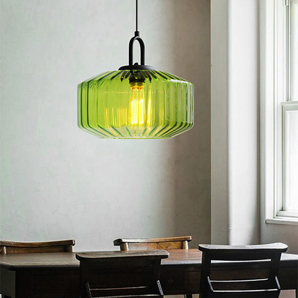 Elegant Striped Glass Pendant Light | Vintage Kitchen Pendant Lighting 0