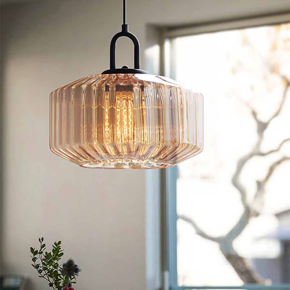 Elegant Striped Glass Pendant Light | Vintage Kitchen Pendant Lighting 5