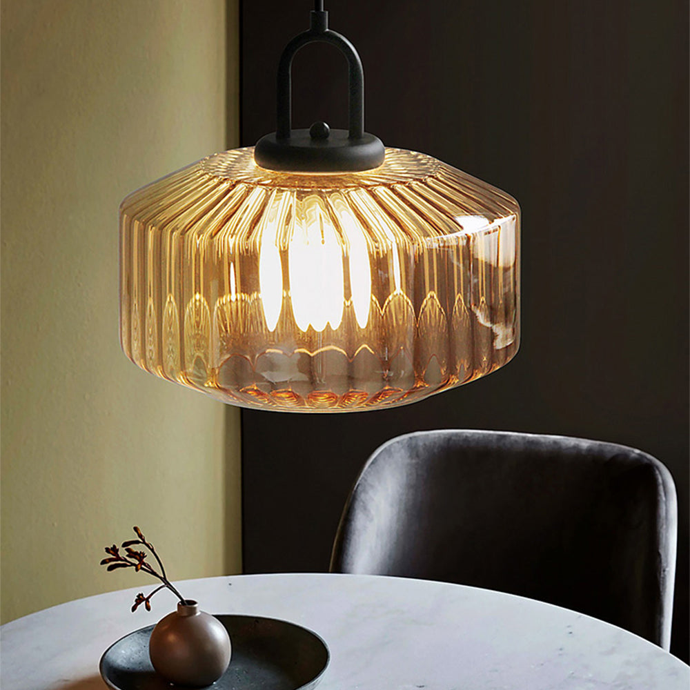 Elegant Striped Glass Pendant Light | Vintage Kitchen Pendant Lighting 7