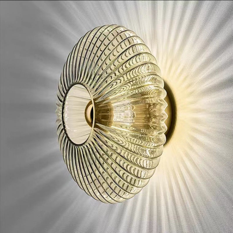 Elegant Vintage Glass Wall Light | Ribbed Shade 0
