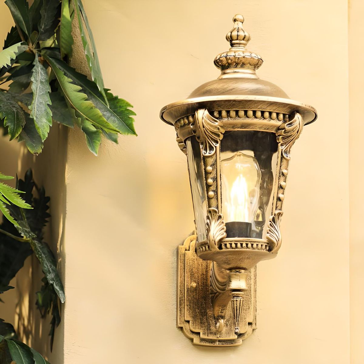 Elegant Vintage Glass Wall Light | Weather-Resistant 2