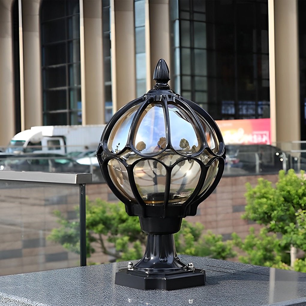 Elegant Vintage Outdoor Post Light | Weather-Resistant Glass Globe 0
