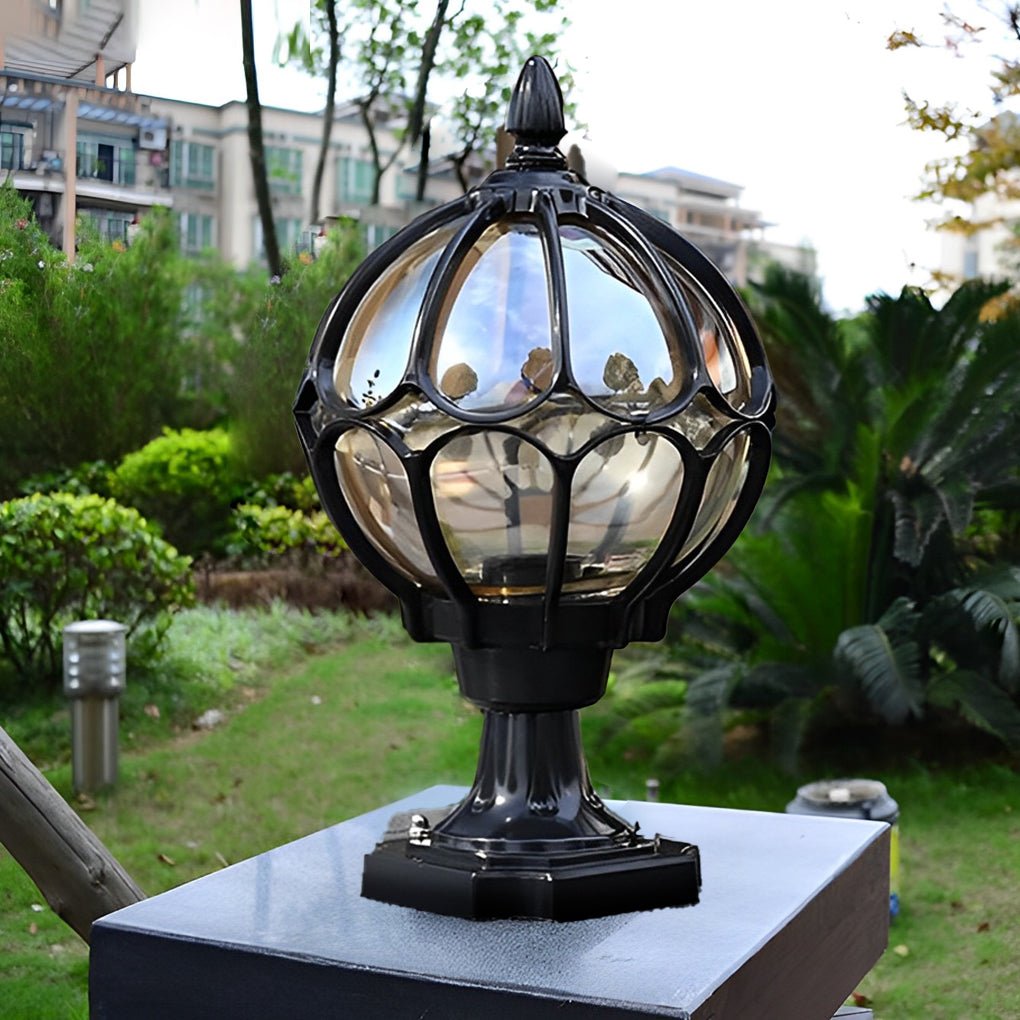 Elegant Vintage Outdoor Post Light | Weather-Resistant Glass Globe 1