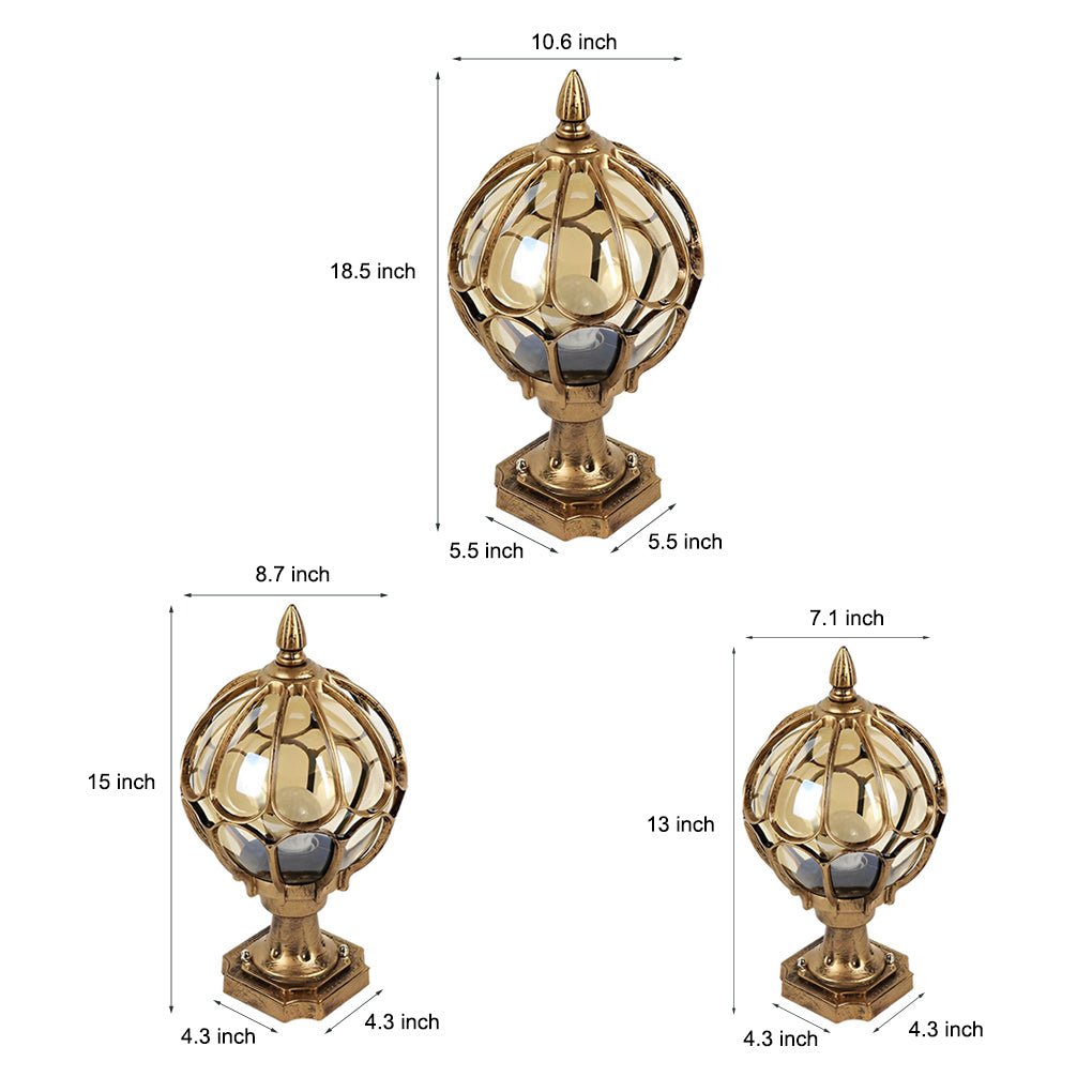 Elegant Vintage Outdoor Post Light | Weather-Resistant Glass Globe 6