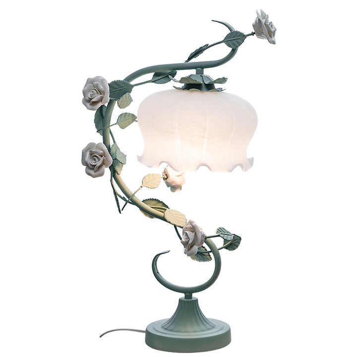 Elegant Vintage Table Lamp | Rose Glass Design 5