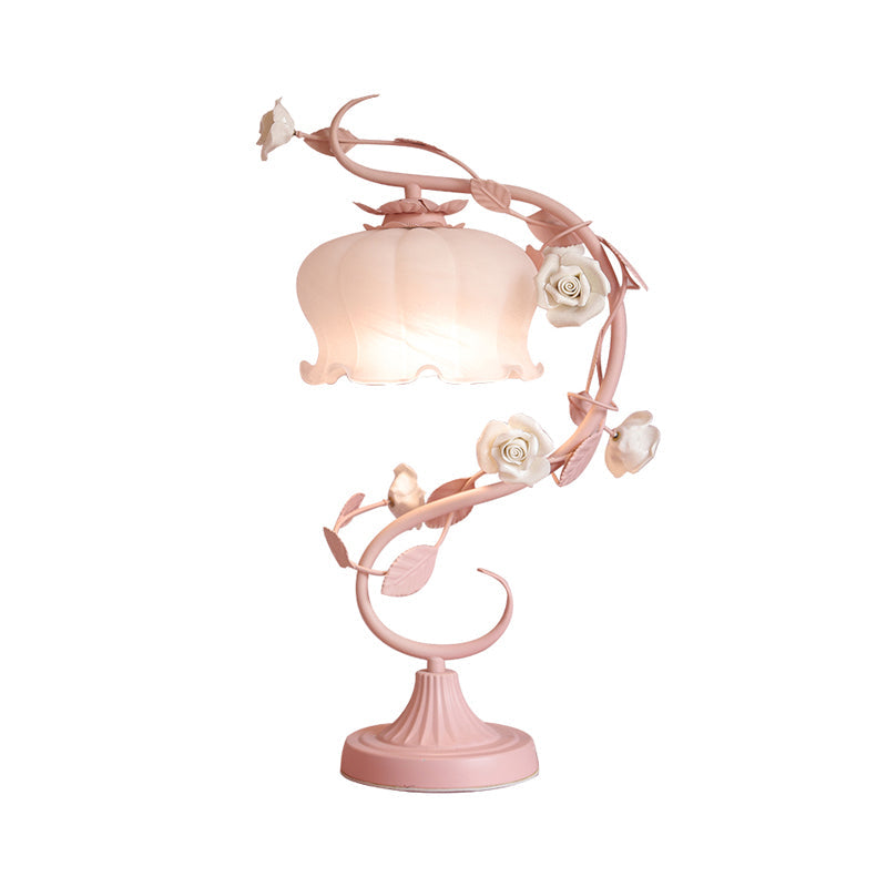 Elegant Vintage Table Lamp | Rose Glass Design 6