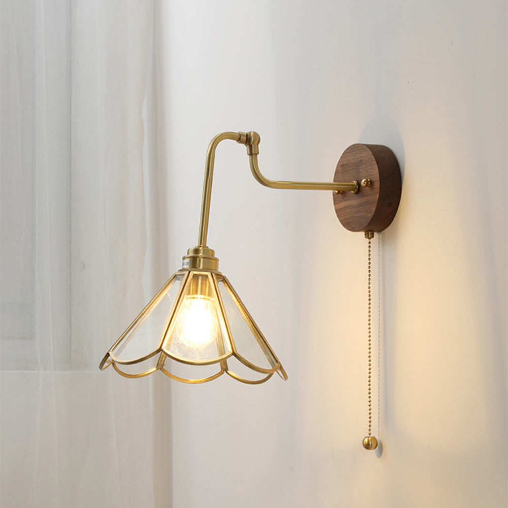 Elegant Vintage Wall Light | Brass & Glass Shade 3