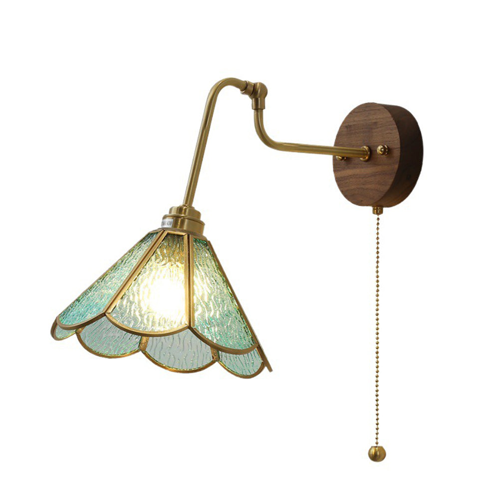 Elegant Vintage Wall Light | Brass & Glass Shade 4