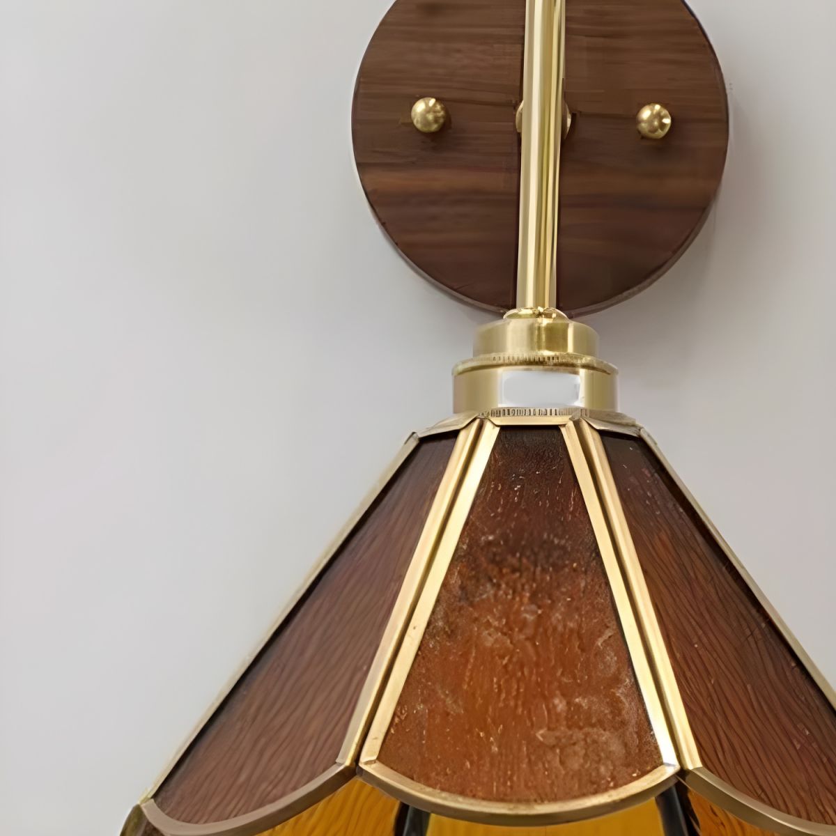 Elegant Vintage Wall Light | Brass & Glass Shade 8