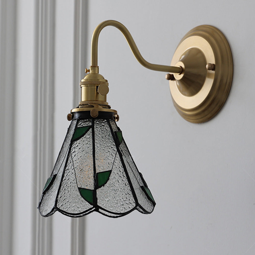 Elegant Vintage Wall Light | Glass Shade & Brass Fixture 1