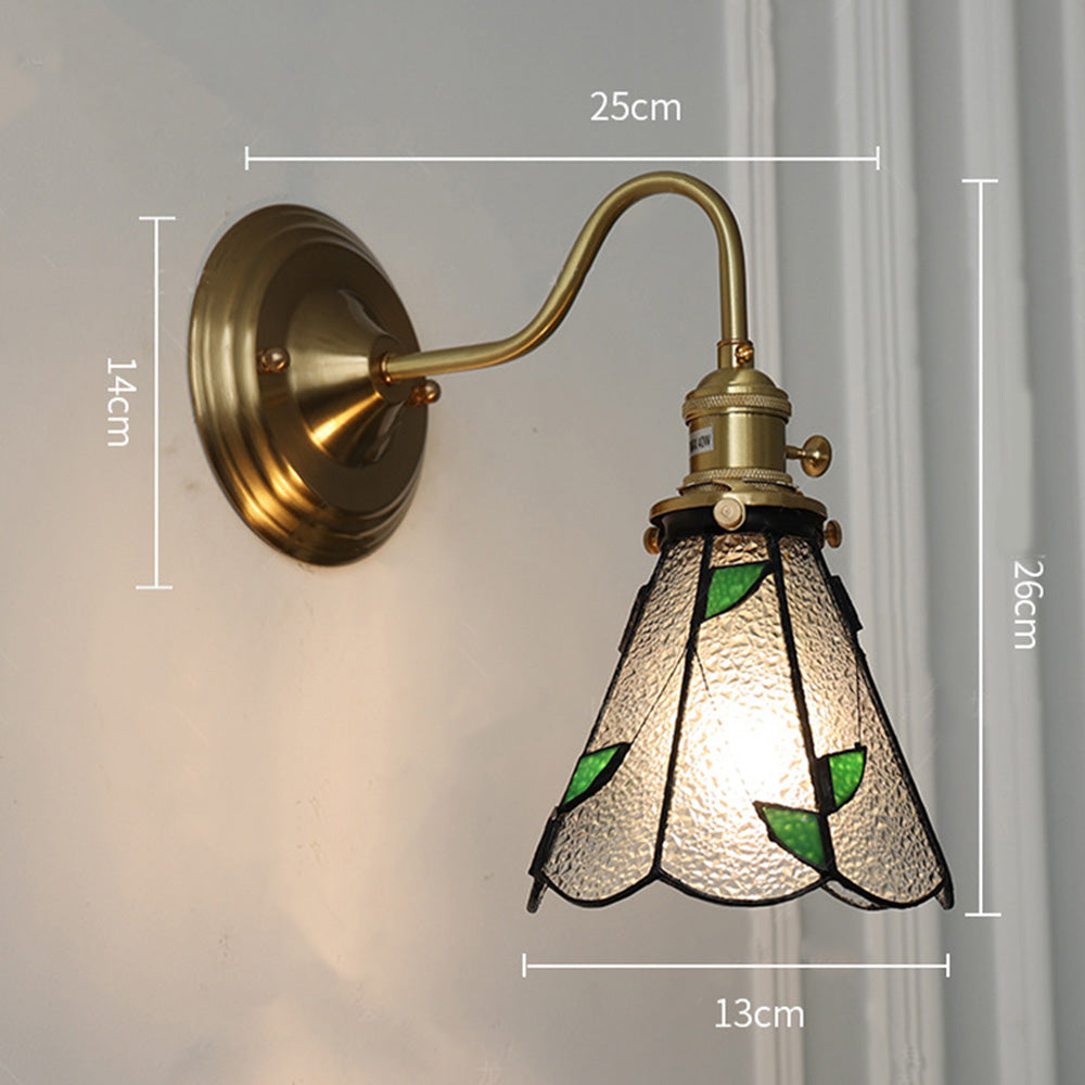 Elegant Vintage Wall Light | Glass Shade & Brass Fixture 3